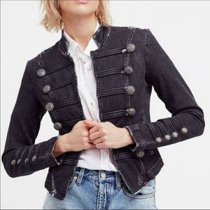 Free people black military denim jacket. Size XS.